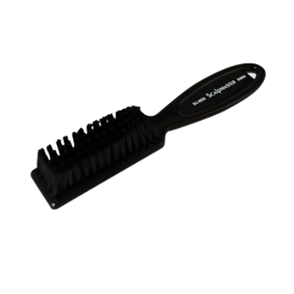 Scalpmaster SC-9033 soft-bristle clipper cleaning brush with black handle on white background