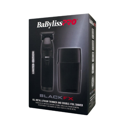 Authentic BaBylissPRO BLACKFX trimmer and double-foil shaver combo FXTSMBPK manufacturer retail packaging